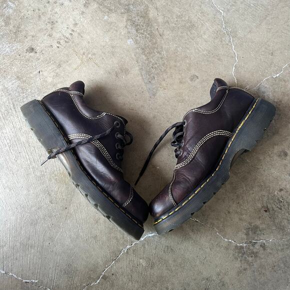 Vintage Men’s Dr. Marten Size 10 Docs Oxford Shoes Leather Dark Brown - Picture 1 of 6